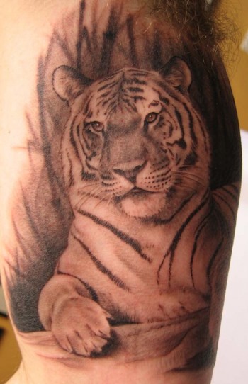 Tatuaje de un tigre en la jungla