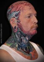Tatuaje funda para la cabeza de piel alienígena